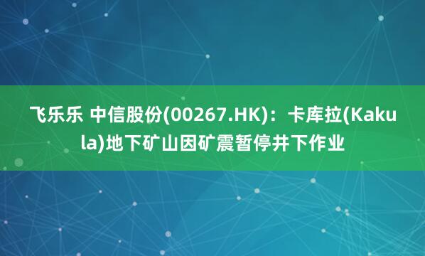飞乐乐 中信股份(00267.HK)：卡库拉(Kakula)地下矿山因矿震暂停井下作业